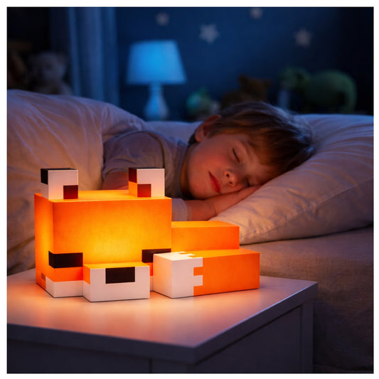 Lámpara Zorrito Minecraft Pixelada – Luz de Noche LED para Dormitorio Gamer