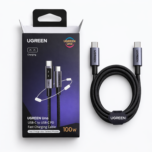 Cable UGREEN 100W USB-C a USB-C - Carga Súper Rápida 5A Trenzado